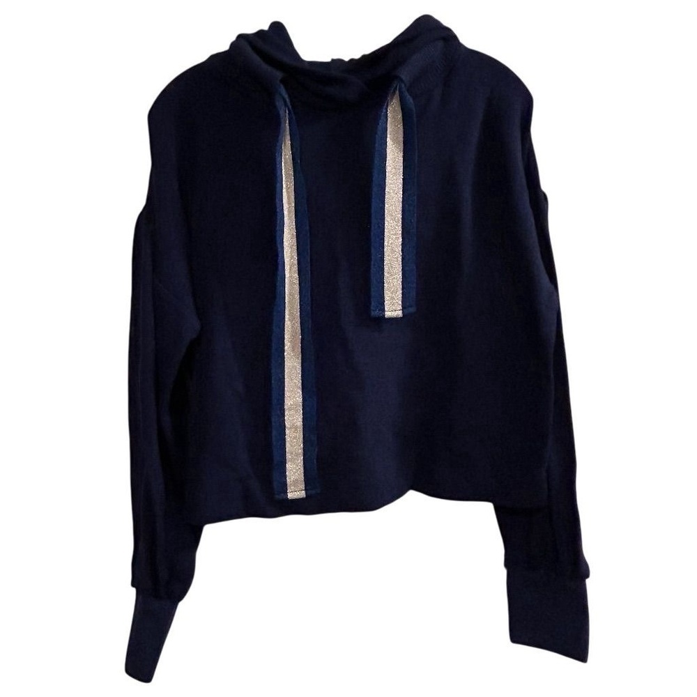Ramy Brook Women's‎ Navy Blue Tatum Puff Sleeve Hoodie Sweatshirt Size L